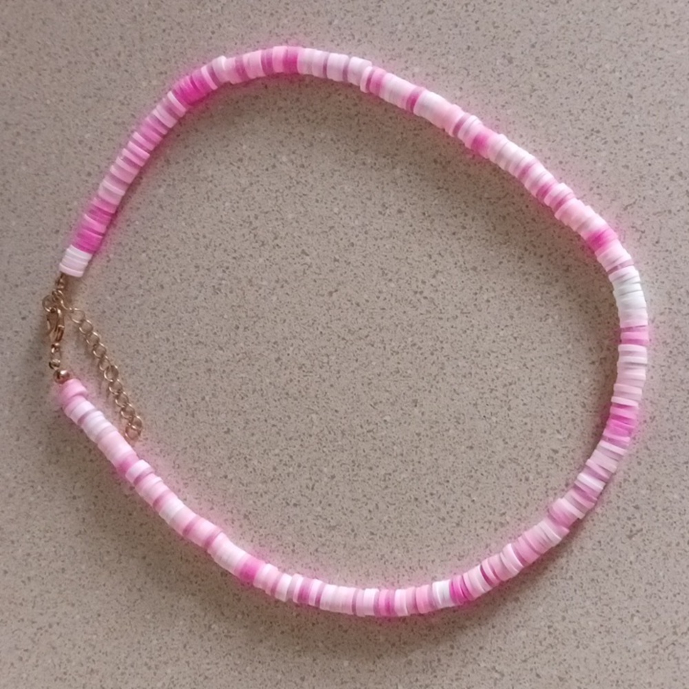 multicolored pinks, beaded necklace